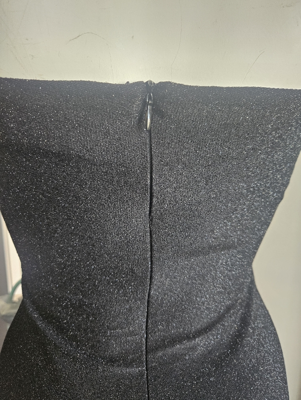 Meshki Black Glitter Square Neck Camisole Zipper Bodycon Mini Dress Medium - Picture 5 of 12